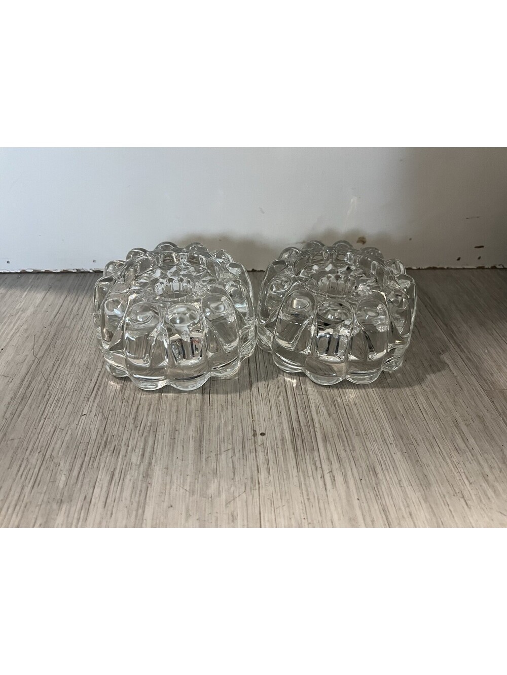 Set Of 2 Princess House Lead Crystal Reversible 3 Way Glass Candle Holder